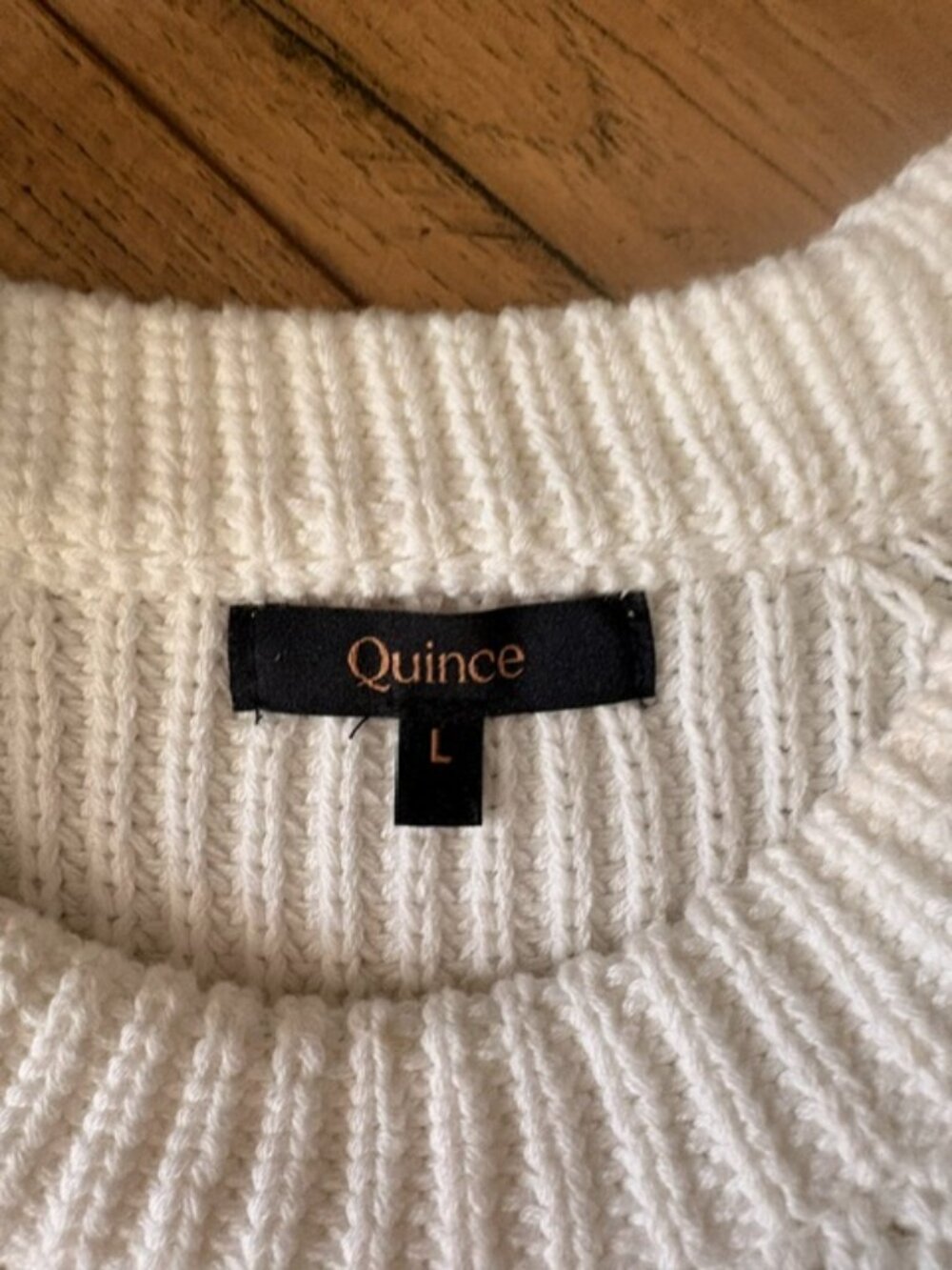 Quince 100% Organic Cotton Fisherman Crew Sweater - Size Large - Picture 3 of 3